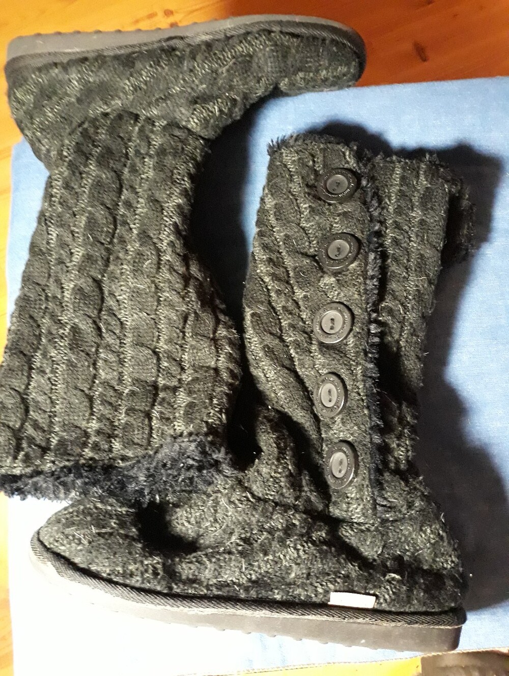 black tall furry boots